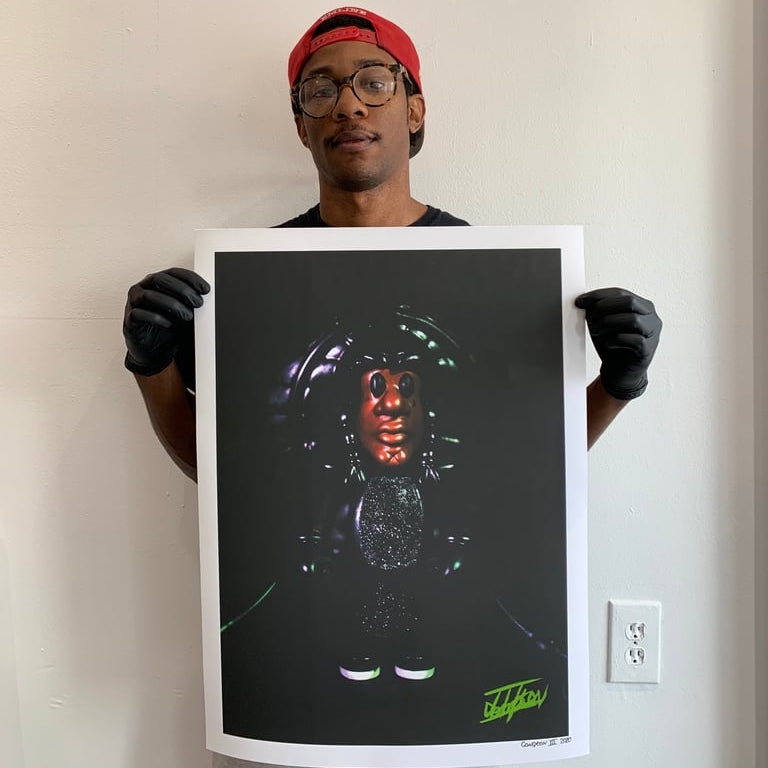 compton, owner of space broccoli holding spy boy dancing in the dark