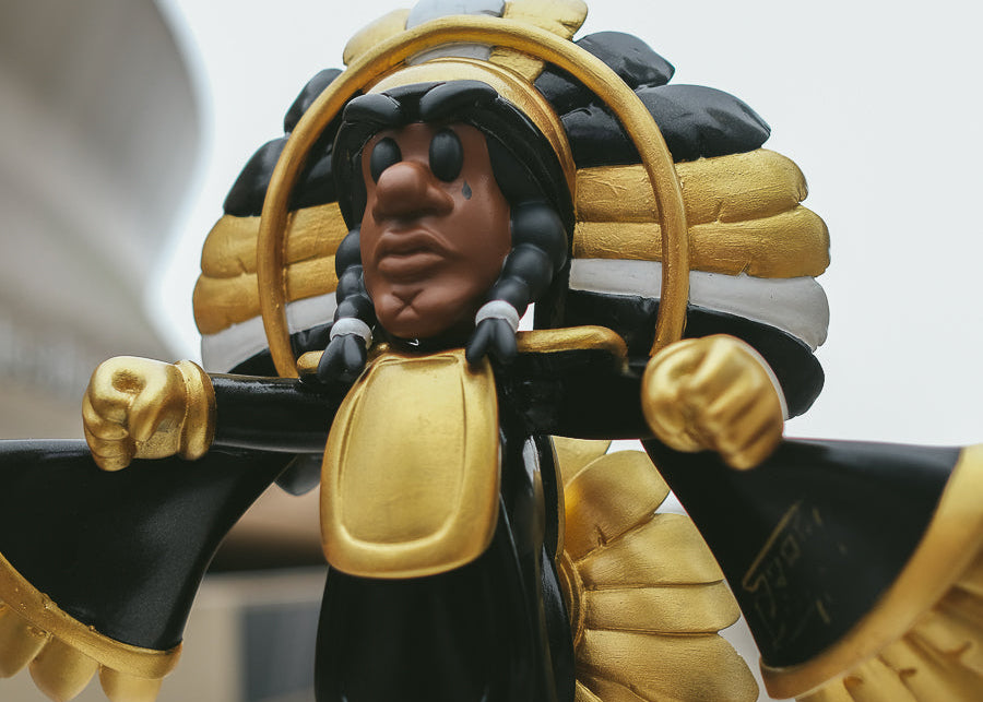 SPY BOY art toy by Compton III, inspired by New Orleans Saints and Mardi Gras Indians