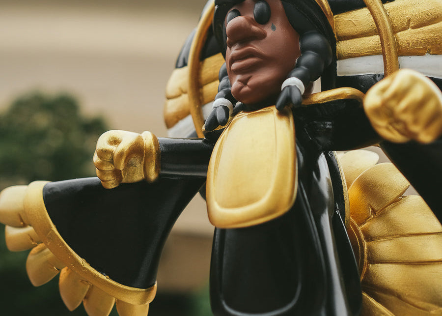 SPY BOY art toy by Compton III, inspired by New Orleans Saints and Mardi Gras Indians