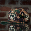Loyalty club camo snapback cap with logo and various SPY BOY and space broccoli pins