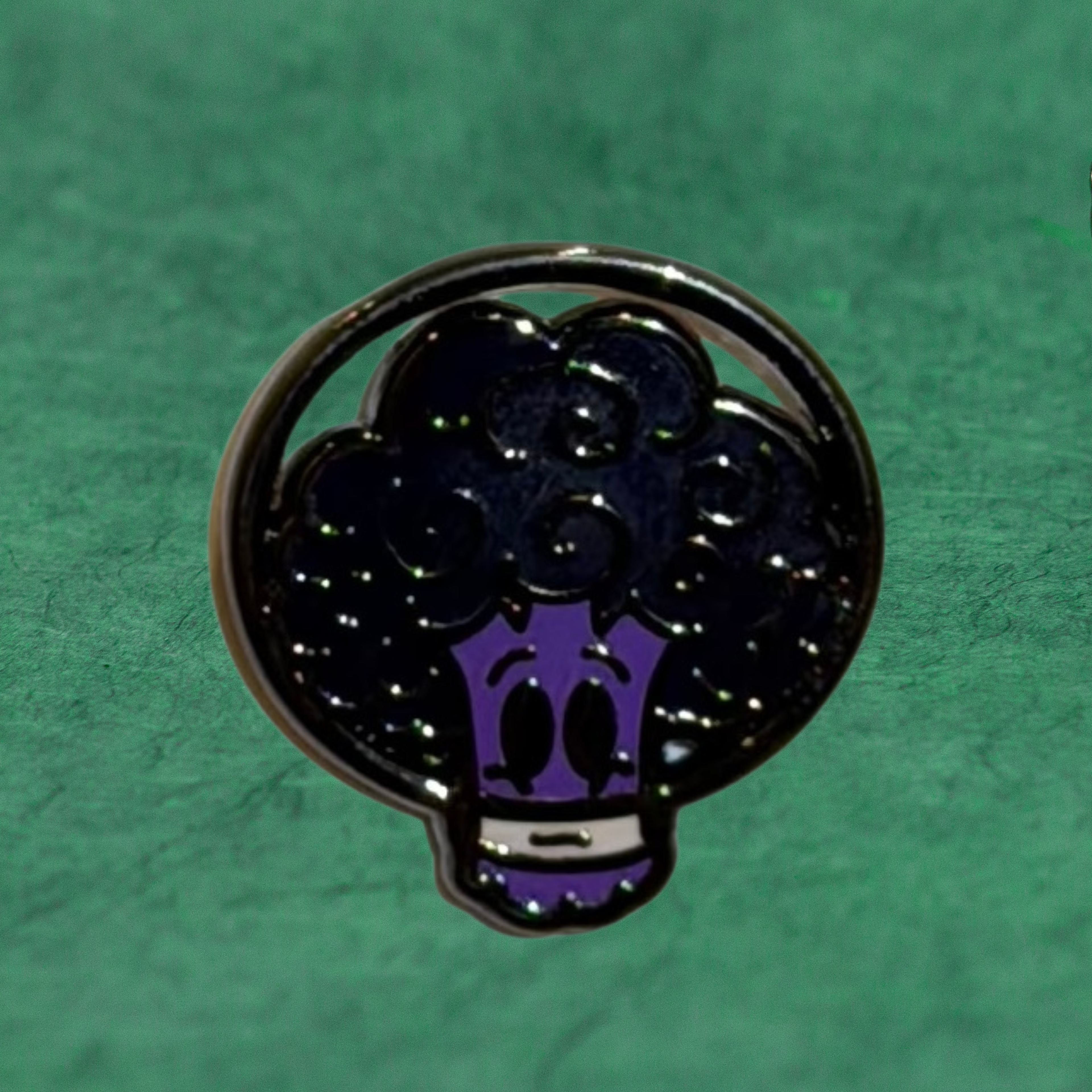 Space Broccoli grape pin by Compton III, a New Orleans artist